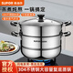 蘇泊爾蒸鍋三層復底304不銹鋼大容量籠屜湯鍋雙層3層大蒸籠饅頭鍋通用 【雙層 復底蒸鍋】 28cm