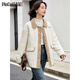品彩（PinCai）棉服女燈芯絨個(gè)性撞色拼接棉服秋冬加厚翻領(lǐng)外套P144M1002