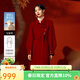 秋水伊人100%綿羊毛國風(fēng)感雙面呢外套冬季女裝廓形大衣圣誕紅 大紅 M