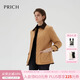 PRICH【中空保暖】時(shí)尚復古燈芯絨拼接保暖菱格棉服2025冬新款新年 35米色 M 165