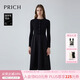 PRICH【綿羊毛】氣質(zhì)通勤拼接連衣裙冬季新款保暖顯瘦長(cháng)裙女 19黑色 M 165