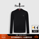 比音勒芬【觸感功能面料】春秋款男士時(shí)尚上衣日常休閑簡(jiǎn)約圓領(lǐng)長(cháng)袖T恤男 07黑色 L （105）