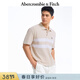 Abercrombie & Fitch【條紋POLO】小麋鹿圖案男裝25夏季美式POLO短袖T恤124-5299 淡咖色 L (180/108A)