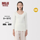 MUJI女式 棉冬季 U領(lǐng)八分袖T恤 女士女款純棉25年肌底衣秋衣保暖內衣 米白色 S （155/80A）