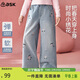 ASK JUNIOR兒童褲子女童2026春繡花牛仔褲垂感闊腿直筒褲長(cháng)褲 藍色 170