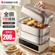 志高（CHIGO）液晶大屏電蒸鍋家用多層電蒸箱電蒸籠蒸煮料理蒸汽鍋早餐機 全鋼0塑蒸格【兩層蒸格+一層電煮鍋】速蒸 · 鎖鮮