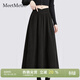 MeetMetro瑪依爾2026春季新款高腰顯瘦半身裙女美拉德風(fēng)復古a字裙 黑色【現貨】 L