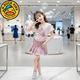 G.duck女童夏季套裝2026新款兒童洋氣短袖T恤夏裝小女孩牛仔短裙兩件套 粉色短袖 150 cm