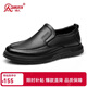 強人3515男鞋開(kāi)車(chē)鞋頭層牛皮低幫休閑皮鞋舒適厚底一腳蹬男單鞋 黑色 42