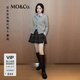 MO&Co.【秦嵐同款】裙褲2025冬新品智性學(xué)院格紋壓褶A字短裙MBE4SOTT05 灰黑格 S /160