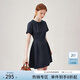 范思藍恩氣質(zhì)通勤短袖收腰連衣裙女短裙2024夏新款法式溫柔18007 藏青色 M