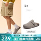 駱駝（CAMEL）復古單鞋一腳蹬包頭拖鞋穆勒半拖勃肯鞋男 L16S700001灰色 41