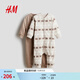 H&M童裝男嬰女?huà)脒B身衣2件裝春季抓絨拉鏈連體家居服睡衣1177804 淺米色/泰迪熊 80cm 80/48 (9-12M)