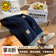 G.duck小黃鴨女童加絨牛仔褲子秋冬款兒童一體絨闊腿褲寶寶冬季直筒褲 藍色繡花加絨款 130 (建議115-125cm 7-8周歲)