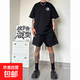 美式休閑運動(dòng)五分褲短褲男女夏季ins潮牌高街vibe寬松純色百搭 純短褲 淺灰色 3XL 145-165斤