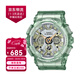 卡西歐（CASIO）女表gshock限量版獨角獸時(shí)尚雙顯情侶表學(xué)生運動(dòng)防水石英手表 透明薄荷綠 GMA-S120GS-3A