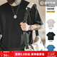 馬登工裝美式休閑黑科技涼感T恤冰絲針織寬松透氣插肩薄短袖男夏 星空黑 （版型寬松可拍小一碼） M