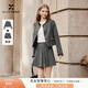 香影灰色小香風(fēng)短外套套裝女2026春季新款學(xué)院風(fēng)百褶裙短裙兩件套 深灰 M