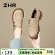 ZHR樂(lè )福鞋女復古輕便厚底單鞋女時(shí)尚金屬扣舒適勃肯鞋 JF19 杏色 38