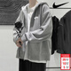 耐克（NIKE）外套男士 2025秋冬季新款運動(dòng)服防風(fēng)衣休閑上衣寬松連帽針織夾克 熱推/經(jīng)典時(shí)尚灰/曬圖退5 L 【175】 體重130~150斤左右