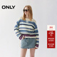 ONLY2025秋季新款活力撞色條紋鏤空寬松落肩針織衫女|125324006 C39牛舌草藍色 M