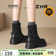 ZHR厚底短靴女2025新款冬季復古堆堆靴東北加絨加厚馬丁靴洋氣小短靴