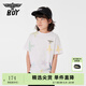 BOY JUNIOR春季兒童針織短袖浮雕彩色印花活力潮酷百搭T恤男女童 白色 140