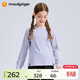 moodytiger女童長(cháng)袖T恤吸濕透氣冬季兒童上衣保暖圓領(lǐng)插肩袖運動(dòng)衣