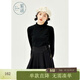 紫涵（ZIHAN）紫涵半高領(lǐng)純色針織衫女年冬季可愛(ài)學(xué)院風(fēng)寬松舒適打底衫 黑色 S