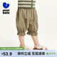 迷你巴拉【軟牛仔】女童褲子2024新夏兒童荷葉邊七分褲