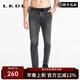 LKDL下半身【緊身款】松緊腰系帶直筒休閑牛仔褲 灰色 常規 中灰色 31 (31)