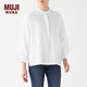 MUJI MUJI 女式 亞麻水洗 立領(lǐng)束腰長(cháng)上衣 29SC229 白色 M-L
