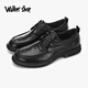 Walker Shop 男士商務(wù)休閑皮鞋2026新款英倫時(shí)尚大頭皮鞋軟底軟面正裝男鞋 黑色系帶 43