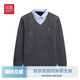 紅豆男加絨加厚毛衣25秋冬新款中年爸爸休閑襯衫領(lǐng)保暖針織衫男士 淺灰 S2 XL 180/96A