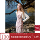 三彩2025秋款浪漫碎花雪紡裙荷葉邊連衣裙吊帶裙無(wú)袖長(cháng)裙M 淡紫色花卉 XL 170/92A