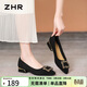 ZHR則則羊皮淺口單鞋女氣質(zhì)尖頭休閑女鞋時(shí)尚水鉆方扣鞋子女BL180F黑色36