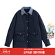 茵曼（INMAN）假兩件牛仔襯衫領(lǐng)棉衣女2025冬季時(shí)尚百搭寬松保暖夾棉外套 深藍色 M