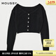 moussy 新品前后兩穿通勤花朵紐扣針織開(kāi)衫010HAH70-9191 020黑色 均碼 00020/F