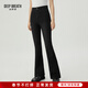 深呼吸DEEP BREATH女裝高腰彈力修身休閑微喇牛仔長(cháng)褲女A100227 黑 M (3)