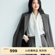 伊芙麗（eifini）朱珠代言【經(jīng)典延續】學(xué)院風(fēng)miu系精致通勤正肩西裝外套女 深灰 S