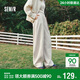 森馬（Semir）休閑褲女春中縫肌理長(cháng)褲掛飾半松緊腰寬松2026彎刀褲10A126127001