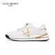 未畢（VICKI BROWN）【VB男鞋】法國品牌時(shí)尚刺繡小白鞋舒適百搭休閑鞋男商務(wù)休閑皮鞋 白金 41