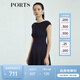 PORTS寶姿商場(chǎng)同款新品女裝氣質(zhì)純色修身短袖連衣裙LL8N021RWE005 丈青 L (8)