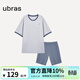 ubras純色舒適柔軟水果全棉家居服睡衣女短袖長(cháng)褲短褲套裝情侶款軟棉棉 【短袖短褲】男款-椰青灰色 XL