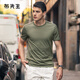 布先生透氣桑蠶絲短袖t恤男士春夏季休閑抗皺男裝涼感衣服打底衫AT11820 淺軍綠 L (175)