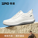 零度Zero男鞋新款真皮透氣日常百搭舒適輕便黑色運動(dòng)休閑鞋 白色 系帶款 41