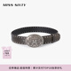 MISS SIXTY2025春季新款腰帶女復古金屬潮酷鉚釘牛皮革真皮百搭 深黑褐 101cm