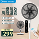 美的（Midea）【一級能效】七葉輕音立式電風(fēng)扇落地扇家用臺式桌面風(fēng)扇臥室直流變頻大風(fēng)量節能搖頭宿舍電扇可拆 【黑色-遙控款】閃電拆卸+高度可調