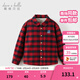 戴維貝拉（DAVE＆BELLA）男童襯衫中大童新款冬裝上衣加絨兒童格子衫小孩子衣服大童上衣 暗紅格【現貨】 150 cm（建議身高140-150cm）