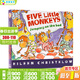 五只猴子[送音頻]英文原版紙板書(shū) Five Little Monkeys Jumping on the bed 五只小猴子英文繪本在床上跳 兒童英語(yǔ)讀本廖彩杏書(shū)單